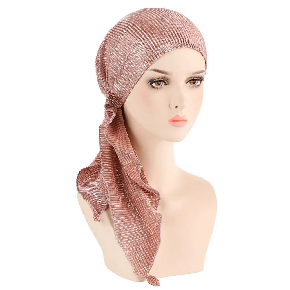 Hair Loss Women Headwrap Headwear Headscarf Beanie Cap Muslim Hijab Pre-Tied Bonnet Cancer Chemo Cap