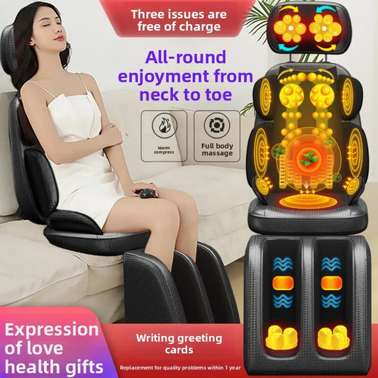 Upgrade Electric Massage Chair Full Body Kneading Neck Back Waist Leg Infrared Heating Vibration Shiatsu Cushion Seat Relaxation